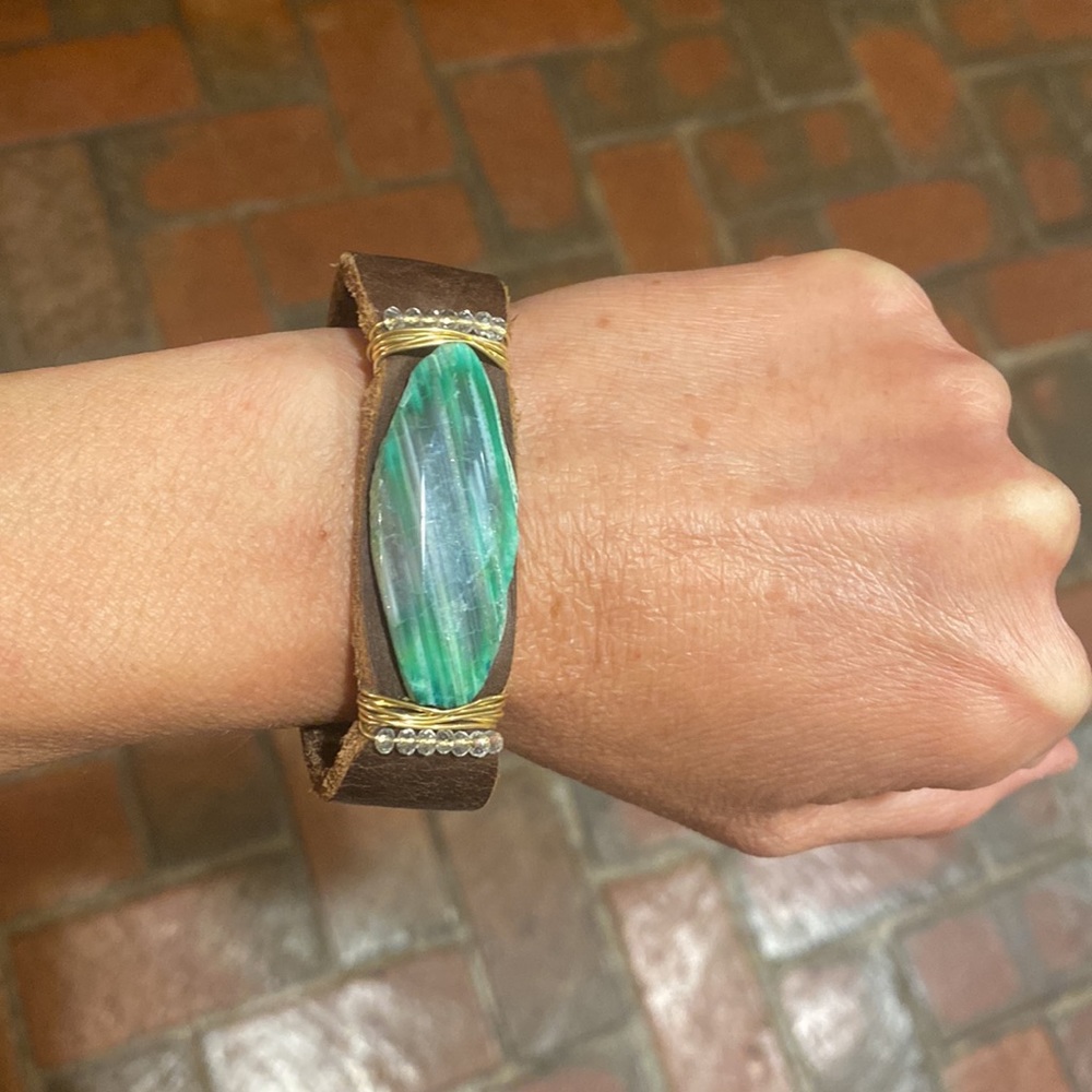 Boho leather & agate bracelet